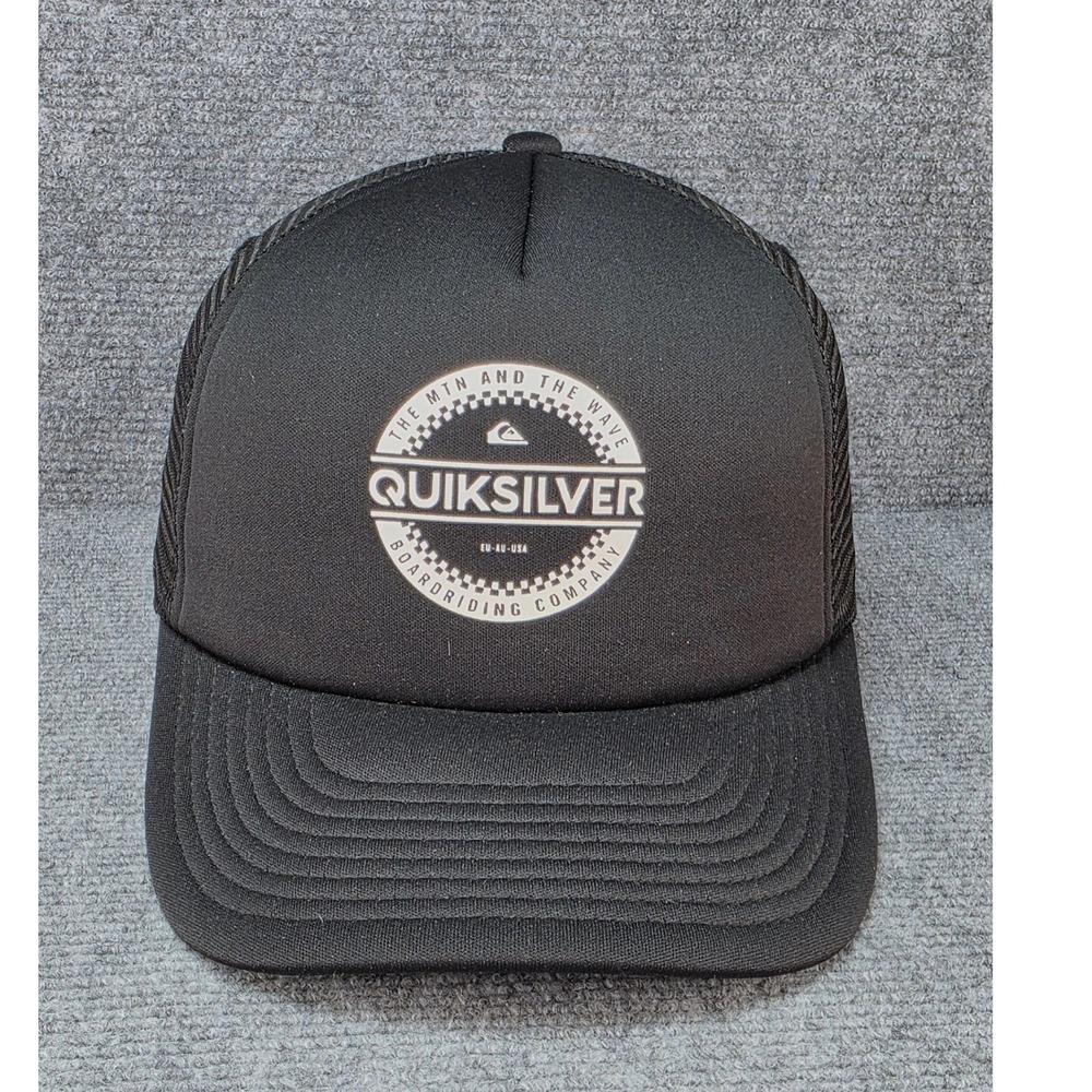 Quiksilver Hat Cap Foam Front Snap Back One Size Black Surf Skate Beach Mens